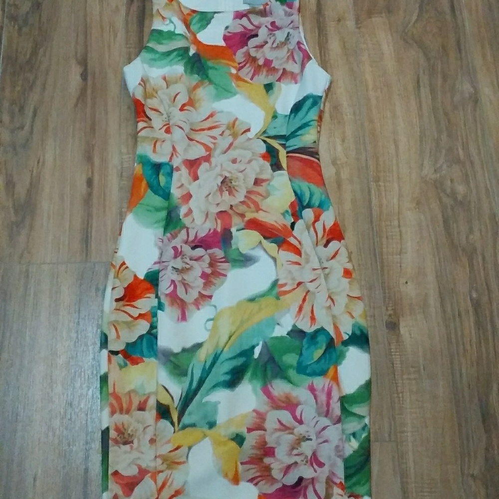 H&M White Floral Sheath Dress XS
